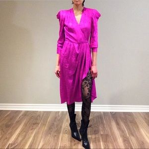 Silk floral fuschia wrapdress
